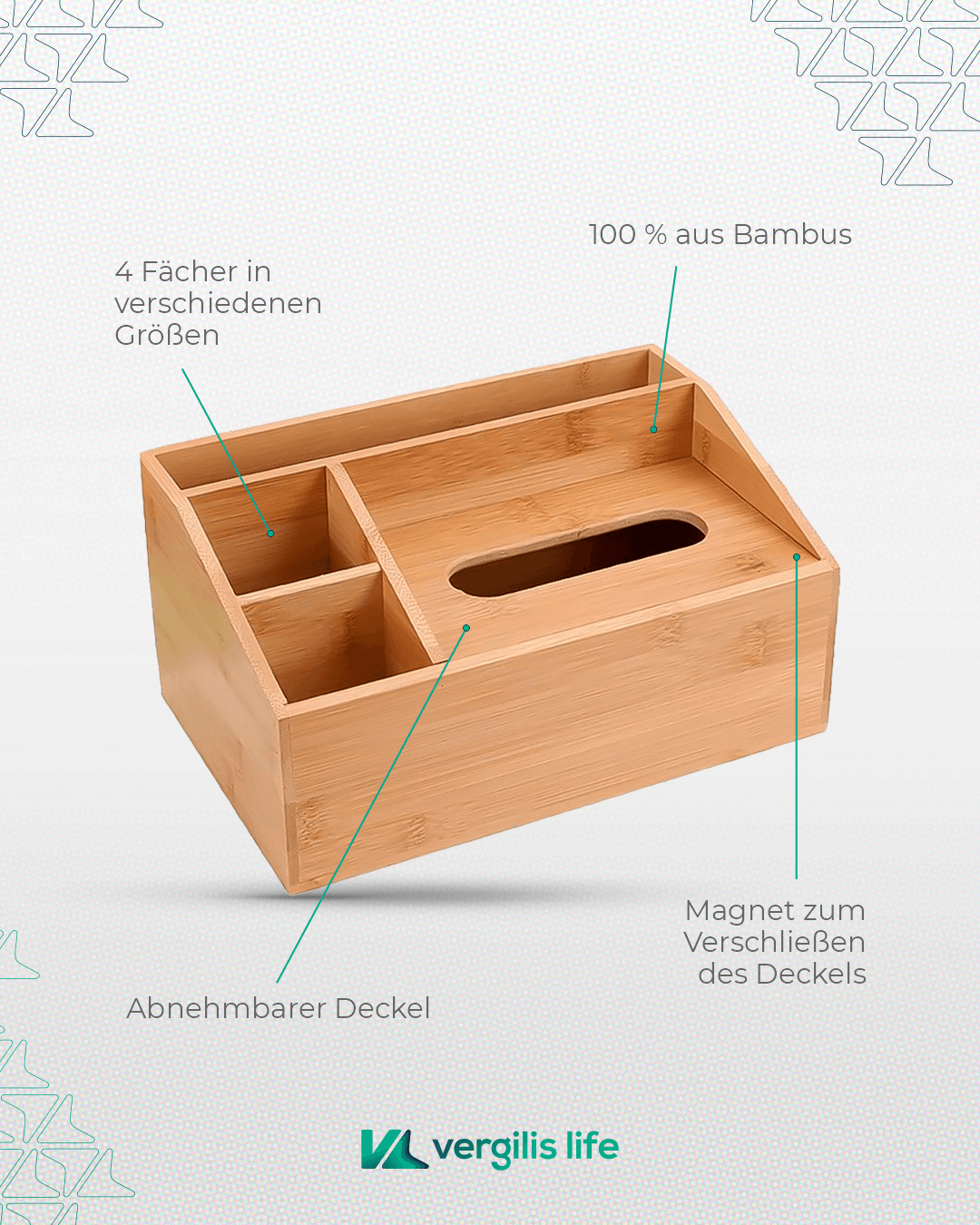 Self-Care Geschenkset – Bambus Paddle Brush & Bambus Aufbewahrungs-Organizer