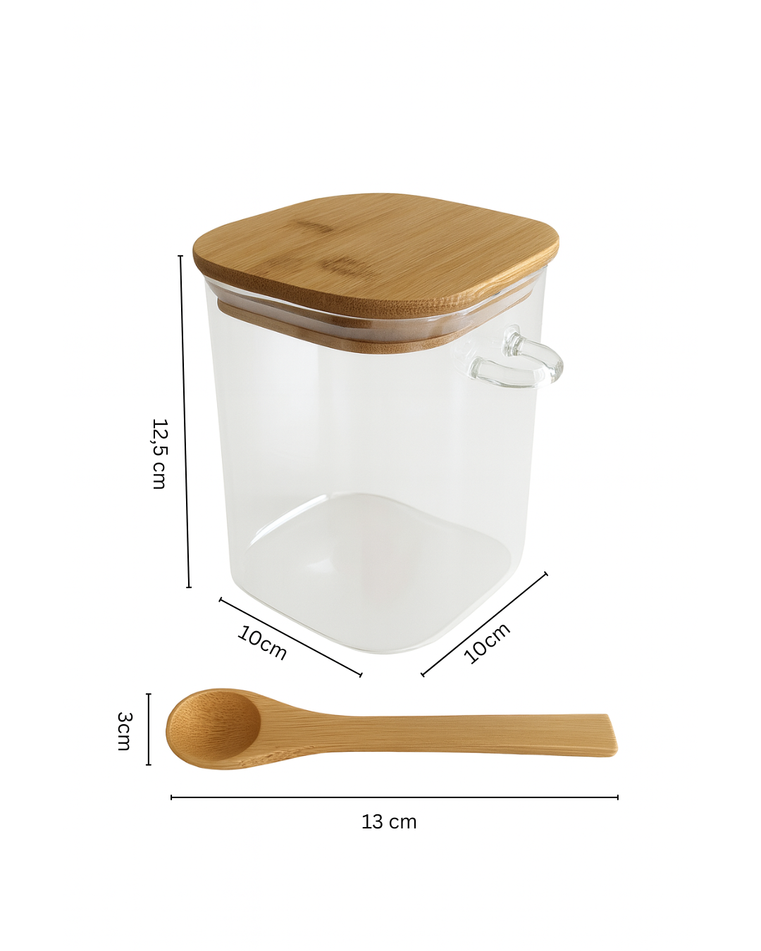 Luftdichte Glas-Vorratsdosen mit Bambusdeckeln und Löffel-Set – Groß, Mittel & Klein