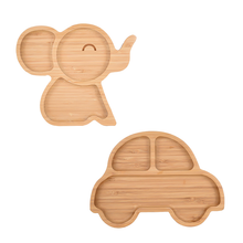 Baby Bamboo Plate Gift Set – Suction Plates, Car & Elephant Shapes