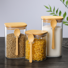 Luftdichte Glas-Vorratsdosen mit Bambusdeckeln und Löffel-Set – Groß, Mittel & Klein