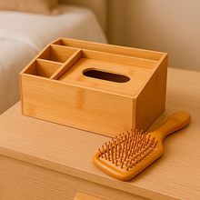 Self-Care Gift Set – Bamboo Paddle Brush & Bamboo Storage Organizer