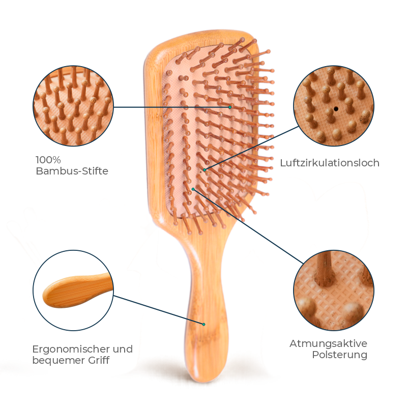 Self-Care Brush Set – Elegant Rectangular Bamboo Paddle Brushes