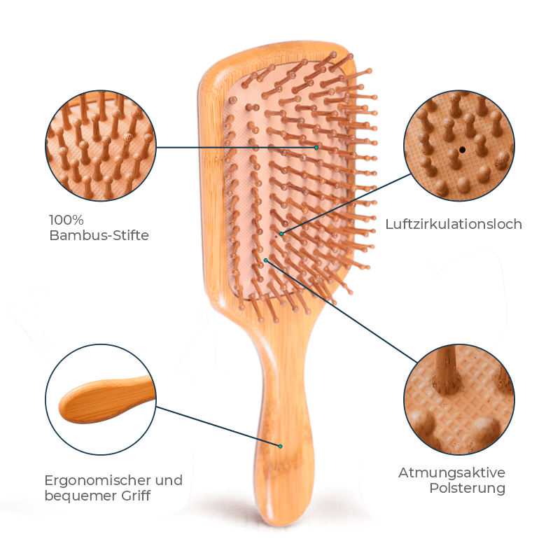 Self-Care Gift Set – Bamboo Paddle Brush &amp; Bamboo Storage Organizer