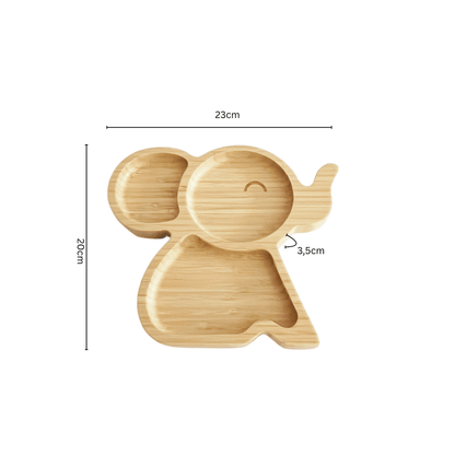 Baby Bambusteller Geschenkset – Saugteller, Auto- & Elefantenformen