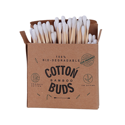 Bamboo Cotton Swabs - 100 swabs per box.