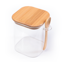 Kleines luftdichtes Glas-Aufbewahrungsglas mit Bambusdeckel und Löffel – 0,875 L